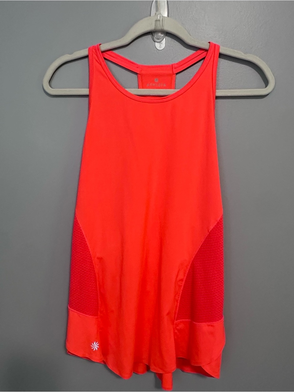 Athleta Lightspeed Tank Top Small Neon Coral Orange Navy Blue Racerback